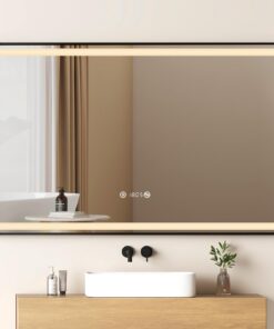 EMKE Badspiegel mit Beleuchtung, Antibeschlag und Memory-Funktion für Badezimmer, 120x70cm, Touch-Regelung, Neutrales Li