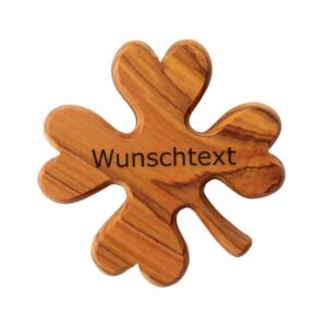 Kassis Geschenkartikel Personalisierbares Kleeblatt als Handschmeichler – Glücksbringer aus Olivenholz, handgefertigt in