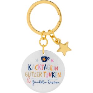 H:)PPY life Schlüsselanhänger "Funkeln Lassen" | Charm und Splitring | Geschenk | 8 cm Acryl Eisenlegierung