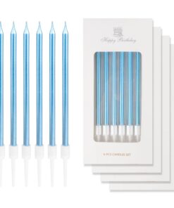 24 Stück Geburtstagskerzen, Happy Birthday-Kerzen für große Geburtstage, Hochzeitsdekorationen in hellblauer Farbe