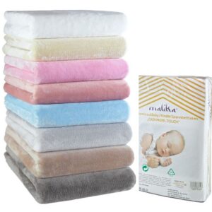 MALIKA® Weißes Jersey Cashmere-Touch Plüsch Kinder Spannbettlaken für 60x120-70x140 Betttuch, Doppelpack - Soft & Warm f