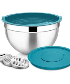 Joyfair Rührschüssel, Edelstahl, Schüssel mit Luftdichten Deckel & Abnehmbarem Deckel - Backen/Kochen/Zubereiten, 4,5 L