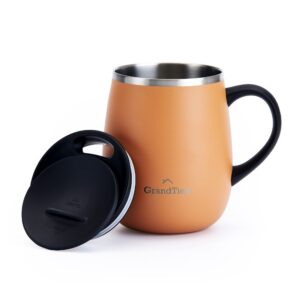 Grandties Thermo Kaffeebecher | Doppelwand-Edelstahl Hält Getränke Warm & Kalt - Karotte - 460 ml Coffee To Go Becher mi