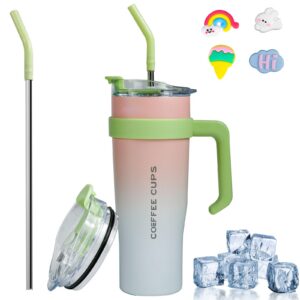 Euakee thermobecher 40oz Heiß Kalter Getränke Vakuumnicher Strohhalm Henkel 304 Doppelwandig Edelstahl BPA Free