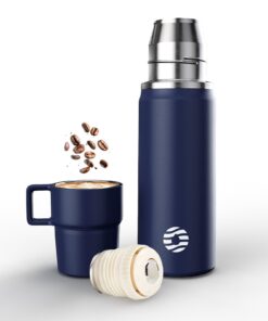 Healter Thermoskanne Dunkelblau 12h Warmhaltung 850ml Outdoor Kaffee Flasche