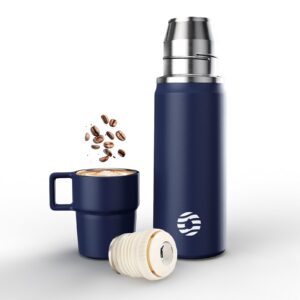 Healter Thermoskanne Dunkelblau 12h Warmhaltung 850ml Outdoor Kaffee Flasche