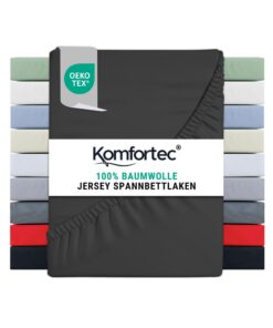 Komfortec Spannbettlaken 90x200 Baumwolle Jersey Bettlaken, Topper & Boxspring, Weich & Atmungsaktiv für Perfekte Schlaf