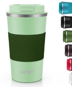 KETIEE 510ml Doppelwandiger Thermobecher für Kaffee und Tee - Vakuum Isolierung, auslaufsicherer Deckel - Reisebecher zu