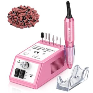 WEIYI Elektrische Nagelfräser Set für Profis und Hobbybetreiber bei Manikür und Pedikür mit 106 Schleifhülsen und gering