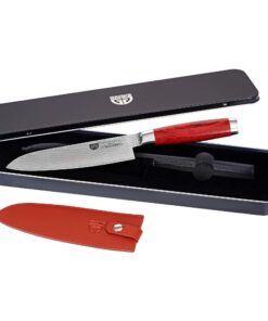 GRÄWE Scharfe Damastmesser, großes Santokumesser, ideal für Asiatisches Kochen, 17,5 cm Klinge, luxuriöser Geschenkvertr