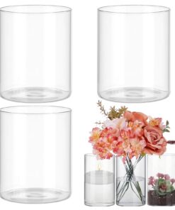 3er Set Borosilikat Glaszylinder 8,5x15 cm - Kerzengläser für Kerzen Blumen Deko