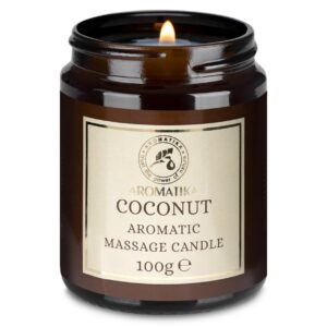 Massagekerze Kokos - Duftkerze mit Aromatherapie - Körperpflegeprodukten - Entspannung im Zuhause - Kokosöl & Mandelöl &