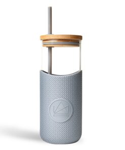 Neon Kactus Wasserflasche aus Glas 1000ml für heiße & kalte Getränke Spülmaschinenfest leicht greifbar Silikonhülle