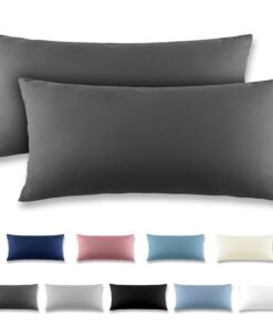 REDKEY Kopfkissenbezug 40x80 cm Waschbar Anthrasit Kissenhülle Microfasercubert Set