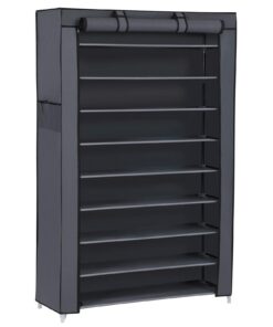 SONGMICS Schuhregal für den Eingangsbereich - 10 Etagen - 28 x 88 x 160 cm - grau - trockne Schuhe aufbewahren - RXJ36G0