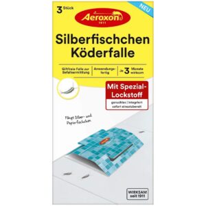 Aeroxon Silberfischchen Köderfalle - Effektive Falle mit Spezial-Lockstoff für Silberfischchen - 3 Stück, 3 Monate wirks