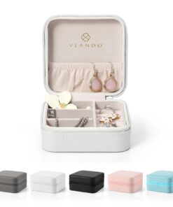 Vlando Schmuckkästchen Damen Reise Hochzeit Klein Etui Jewellery Box Leder Aufbewahrung Ringe Ohrringe Zarte Ketten Uhre
