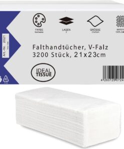 LUCY Hygiene IDEAL TISSUE V-Falz Papierhandtücher - sehr saugstark, reißfest & weich | 2-lagig, 3200 Blatt | 100% Zellst