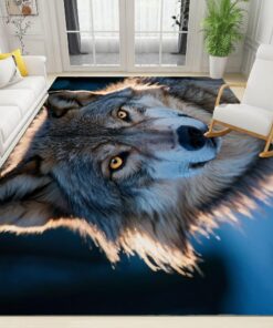 Maschinenwaschbarer Kaschmirimitat Teppich Wohnzimmer 120x160 cm, Wolf Tier 3D Design, Komfort und Rutschfufftasch Mous