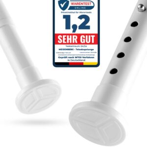 MEISENBERG belastbare Gardinenstange 210-260cm Ø25mm Vorhangstange - für Ihre Trennwand, Balkon und Gardinen - ohne Bohr