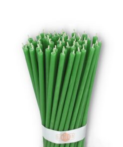 Danilovo Tropffrei Honigduft Kerzen – dekorative Kirchgebet Kerzen – 16 x 0,5 cm Grün, 50 Stück