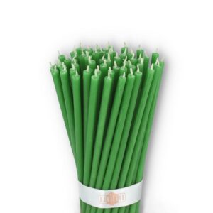 Danilovo Tropffrei Honigduft Kerzen – dekorative Kirchgebet Kerzen – 16 x 0,5 cm Grün, 50 Stück