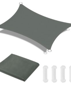 OFFCUP Sonnensegel 3x4m – wasserdichtes Oxford-Ripstop mit PU-Beschichtung, UV-Schutz, rechteckig (Grau)