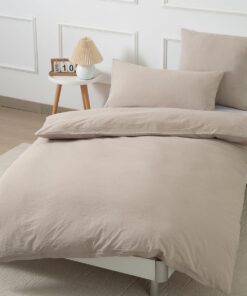Bettwäsche 155x220 Baumwolle Beige - Weich und 100% Gewaschene Baumwoll-Bettwäsche-Sets 2teilig