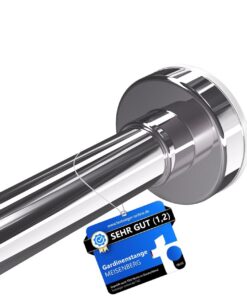 MEISENBERG Vorhangstange zum Klemmen 110–200 cm, Ø 25 mm, Silber – Duschstange verstellbar ohne Bohren