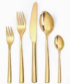 LAZAHOME Edelstahl Besteck Set 12 Personen，Spülmaschinenfest，Hochwertiges GoldenesEssbesteck Set
