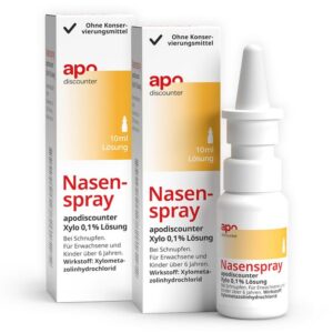 Apodisounter Nasenspray Xylometazolin 0,1% o. KM (2x 10ml) - Abschwellend & schnell lindernd bei Erkältung und Schnupfen