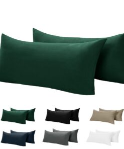 BEDELITE Oeko-Tex STANDARD 100 Baumwollkopfkissenbezüge 40x80cm DunkelGrün 2er Set