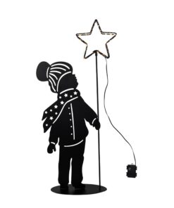 Spetebo LED Metall Weihnachts Aufsteller Kind mit Stern - warm weiß beleuchtet - Garten Deko Beleuchtung