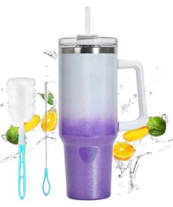 Anyingkai Kaffeebecher Auto mit Strohhalm und Doppelwandigem Edelstahlvakuumisolation, Thermobecher Auto 40oz 1200ml, Tr