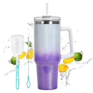 Anyingkai Kaffeebecher Auto mit Strohhalm und Doppelwandigem Edelstahlvakuumisolation, Thermobecher Auto 40oz 1200ml, Tr