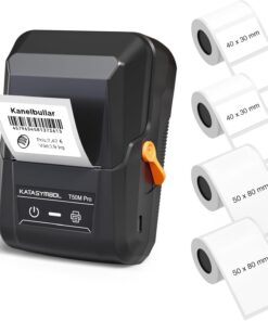 SUPVAN T50M Pro Etikettendrucker Bluetooth für Einzelhandel und Büro Mit 4 Weißer Etikettenrollen und Schule und Zuhause