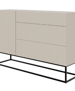 Selsey Kommode Schrank - Schwarz mit Beigenen, 140 cm, 3 Schubladen & 1 Tür, ideal für Schlafzimmer & Kinderzimmer