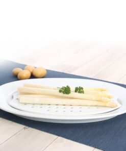 Porzellan Abtropf-Servierplatte 37 cm 2-tlg. AL – Tropfsichere Eleganz für Küche & Tisch