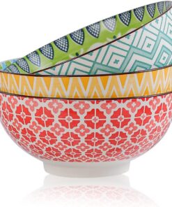 Salatschüssel Ramen Schüssel Porzellan - 3er Bunte Set für Salat | Suppe | Pasta - Mikrowellen und Spülmaschinenfest 1.4