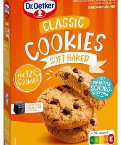 Dr. Oetker Classic Cookies 4er Pack - Backmischung für 12 Soft Baked Cookies mit Zartbitter-Schokostückchen | Ideal für