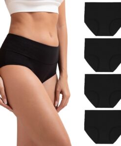 INNERSY Hohe Taille Baumwolle Unterhosen Damen | Weiche Schlüpfer Frauen INNERSY Pantys 4er Pack | OEKO-TEX STANDARD 10