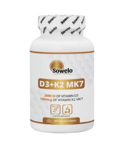 Sowelo natürliches Vitamin D3 I Tabletten 2000 I K2 MK7 100 mcg I Unterstützung der Blutgerinnung I Verbessert die Konze