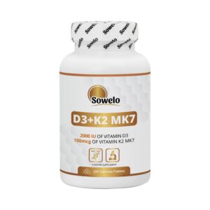 Sowelo natürliches Vitamin D3 I Tabletten 2000 I K2 MK7 100 mcg I Unterstützung der Blutgerinnung I Verbessert die Konze