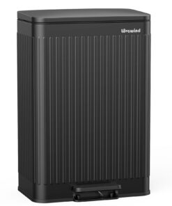 lovewind 60L Müllbehälter Küche Edelstahl Schwarz, Soft-Close Deckel & Pedal, für 3-6 Personen
