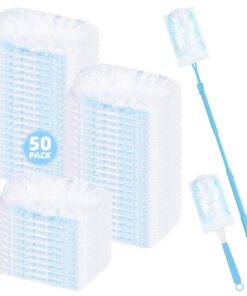 [52 Stück Staubmagnet] Kompatibel mit Swiffer Staubmagnet Nachfüllpack, ideal für Haustiere (50 Tücher + 2 Griffe, Blau)