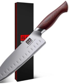 SHAN ZU Profi Santoku Messer 18cm - Hochcarbonstahl 10Cr15Mov, 12° scharf, Ergonomischer Griff - Kochmesser für Fleisch,