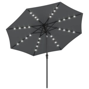 SONGMICS Sonnenschirm 300 cm UV-Schutz UPF 50+ grau GPU33GY SONGMICS Sonnenschirm 300 cm mit LED-Solar-Beleuchtung grau
