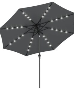 SONGMICS Sonnenschirm 300 cm UV-Schutz UPF 50+ grau GPU33GY SONGMICS Sonnenschirm 300 cm mit LED-Solar-Beleuchtung grau