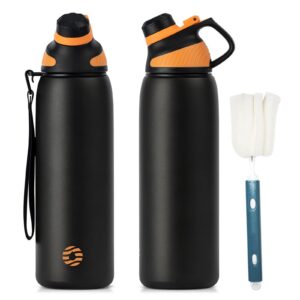 Edelstahl Trinkflasche Sport 1L - BPA-Frei, Thermo-Auslaufsicher für Schule und Fitness - 1500ML Kohlensäure-gerecht