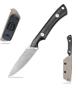 DC53 Stahl Messer mit Feststehender Klinge und Kydex Scheide für Männer - Outdoor-Edc-Camping-Survival (Weiß Schwarz)